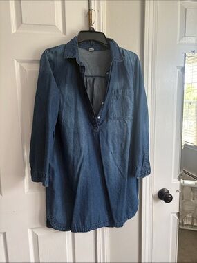 Old Navy Indigo Denim Button-Front Tunic Shirt